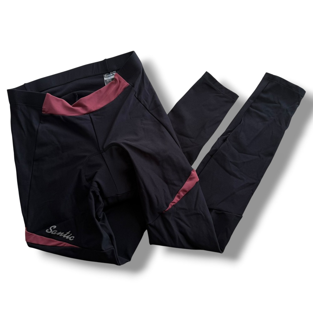 Santic Womens L Black Pink Padded 3D Chamois Leggings Cycling Tights Bike Riding
